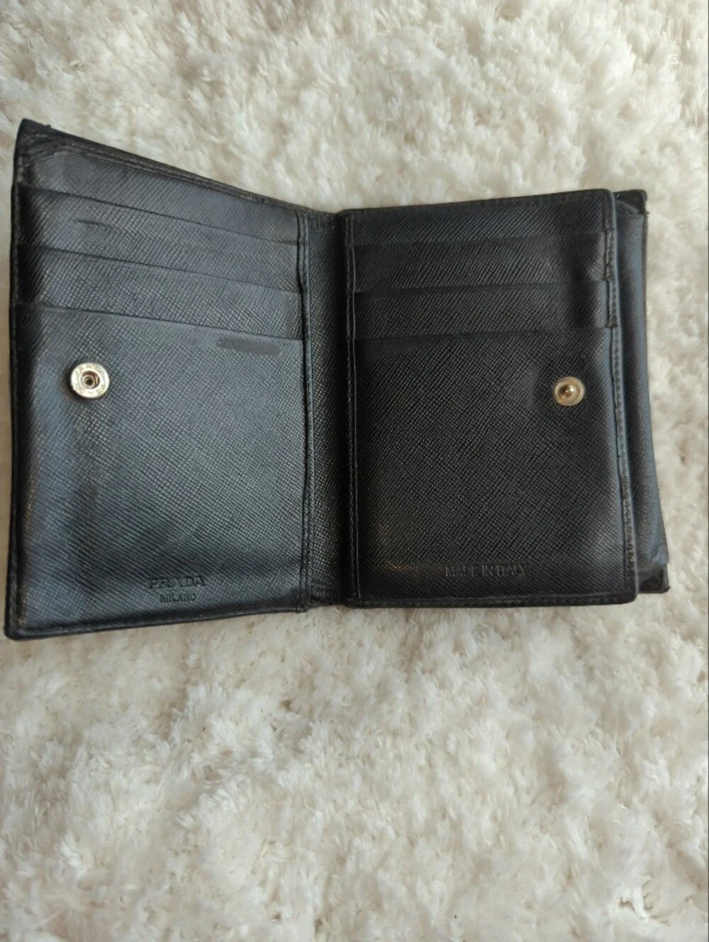 PRADA Authentic Black Nylon And Leather Triangular Logo Wallet Mens Or Women's